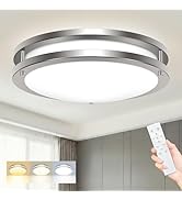 hepside LED Ceiling Light with Remote, 3000K-6500K Adjustable&amp; Dimmable Flush Mount Ceiling Light...