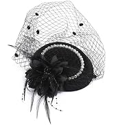 20s 50s Funeral Pillbox Hat for Women with Veil, Feather Tea Party Fascinator, Kentucky Derby Chu...