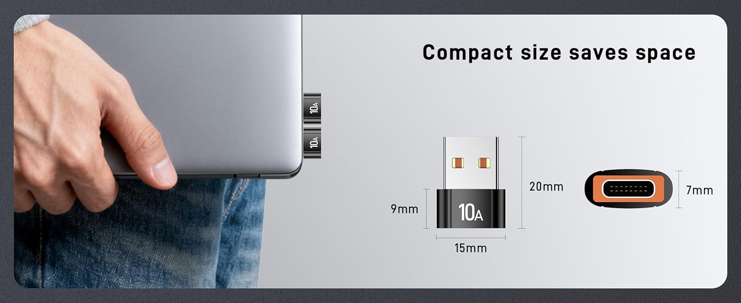 usb male to usb c female adapter 10 pack