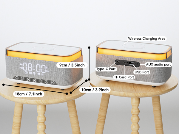 Wireless Charging Alarm Clock Speaker