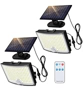 Adiding Solar Outdoor Lights, 3500LM LED Flood Lights with 16.4 Ft Cable, Remote Control Solar Mo...