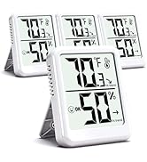 Azosowo 4-Pack Room Thermometer Indoor Hygrometer, Small Digital Temperature and Humidity Monitor...