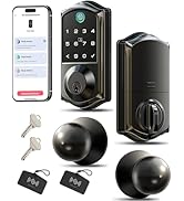 Veise VE017-K Fingerprint Smart Lock with 2 Knobs, App Control, Keyless Entry Front Door Lock wit...