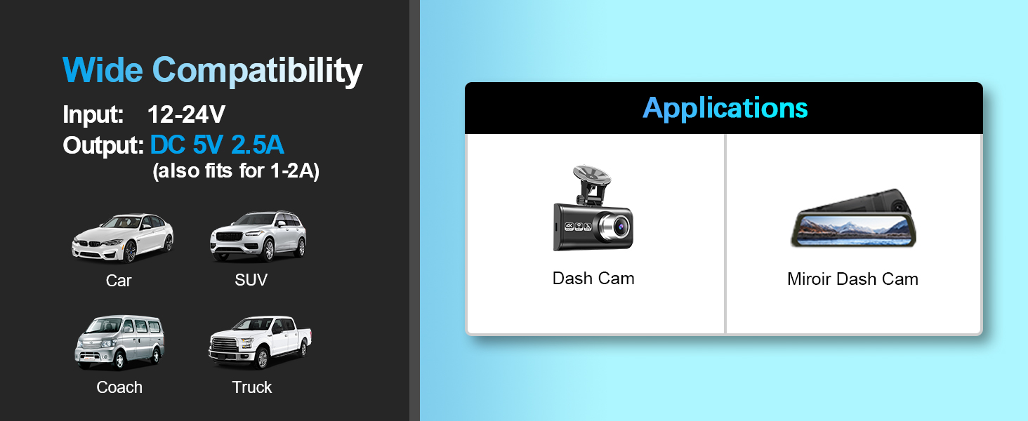 Dash Camera Car Charger
