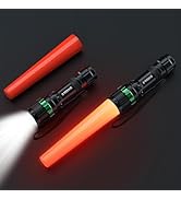 E-riding 11-Inch Signal Traffic Wand 2 Pieces Safty LED Flashlight with Red Strobe Mode Lanyard a...