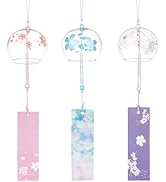 BENECREAT 3 Styles Japanese Wind Chimes, Purple, Pink, Blue Cherry Wind Bells Handmade Glass Pend...