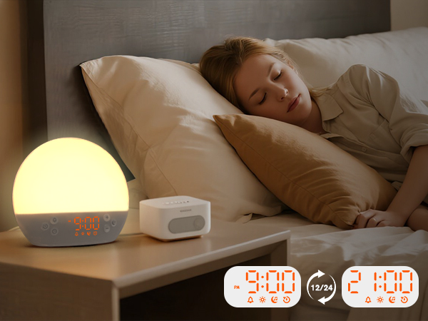 kids alarm clock with light digital clock with white noise sound machine gently wake up alarm clock 