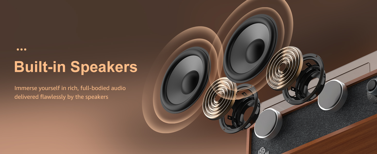 turntable for vinyl records with speakers