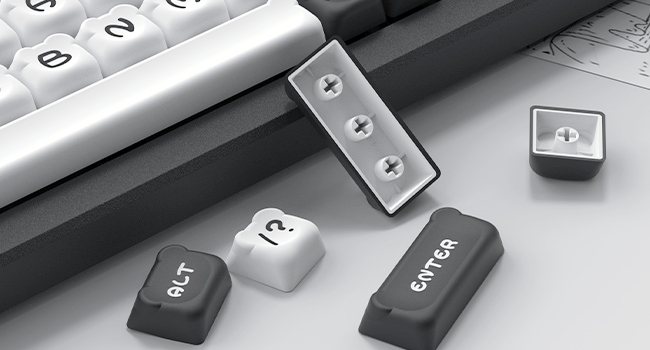 Womier MOA Keycaps-PBT Keycaps 75 Percent, White and Black Key cap