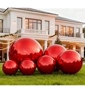 Red 6PCS Inflatable Mirror Ball, Reusable Large Event Decoration &amp; Giant Shiny Mirror Ball Set wi...
