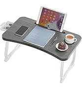 LKBBC Foldable Laptop Desk for Bed, Bed Laptop Table with Storage, Foldable Portable Lap Bed Tray...