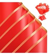 25 Sheets Red Flower Bouquet Wrapping Paper Waterproof Floral Wrapping Paper for Florist Supplies...