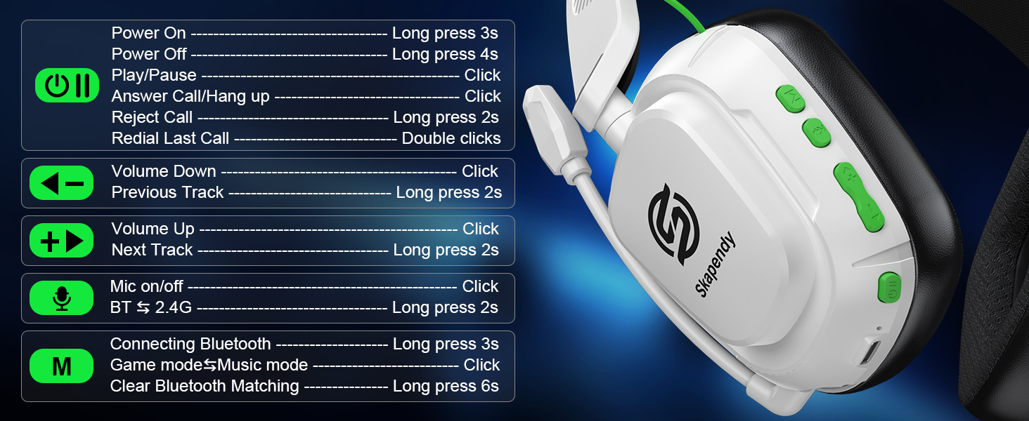 Technical interface display showing various control settings with ON/OFF indicators and multiple menu items in green text against dark background. Device appears to be a wireless controller.