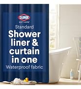 Clorox 2-in-1 Bathroom Shower Curtain Liner, Durable Fabric, Weighted Magnets for Bath Water Cont...