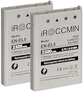 iROCCMIN 2Pcs 2300mAh EN-EL5 Replacement Battery for Nikon Coolpix 3700, 4200, 5200, 5900, 7900, ...