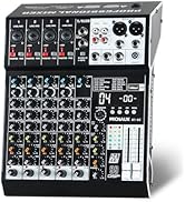 MICNAUX Audio Mixer 6 Channel Professional Sound Mixer Console with 99 DSP Effects, Mixing Board ...