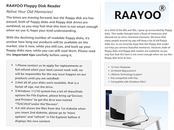 RAAYOO FLOPPY DISK READER