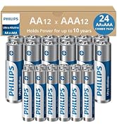 PHILIPS - AA and AAA Batteries 24-Count Combo Pack, Ultra Alkaline Battery Variety Pack, 12-Pack ...