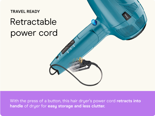 Conair small, mini, and compact hair dryer for travel. Handle folds for easy storage.
