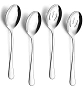 E-far Large Serving Spoons Set of 4, 9.8 Inch Stainless Steel Serving Utensils Set Includes Slott...