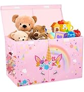 Mabahoo Large Toy Box, Collapsible Sturdy Kids Storage Organizer for Boys Girls, 25"x13"x16" Stor...
