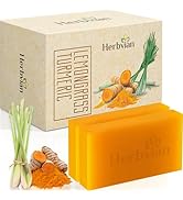 2 PCS Turmeric &amp; Lemongrass Soap Bar, Turmeric Soap For Face and Body, Back Acne Body Soap, Anti-...