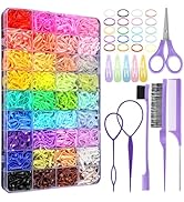36 Colors Hair Rubber Bands for Hair, 2500 Pcs Elastic Hair Bands with 11 Hair Styling Tools, Col...