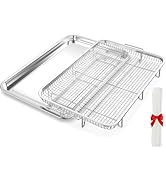Air Fryer Basket for Oven, OPENICE 18.6" x 12.8" Air Fryer Basket and Tray Set, Extra Large Stain...