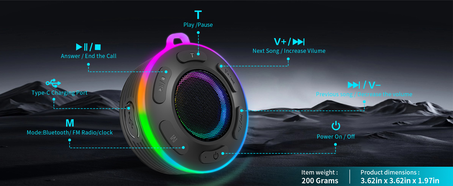 Bluetooth Portable Shower Speaker