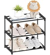 Autonomier 3 Tier Small Shoe Rack, Narrow Stackable Shoe Shelf for Kids Toddler Adult, Lightweigh...
