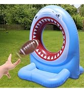iGeeKid Shark Pool Toys for Adult, Inflatable Football Cornhole Games &amp; Flying Disc Toss Games fo...