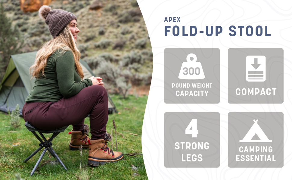camp stool, camping, chair, tailgate, foot rest, compact, 300 lbs, apext, backpacking, outdor rec, 