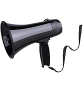 MyMealivos Portable Megaphone Bullhorn 20 Watt Power Megaphone Speaker Voice and Siren/Alarm Mode...