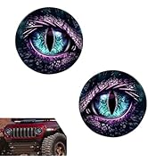 YAWUROU 2 PCS Beast Eyes Headlight Decals, 3D Stereo Round Headlights Sticker, Self-Adhesive Desi...