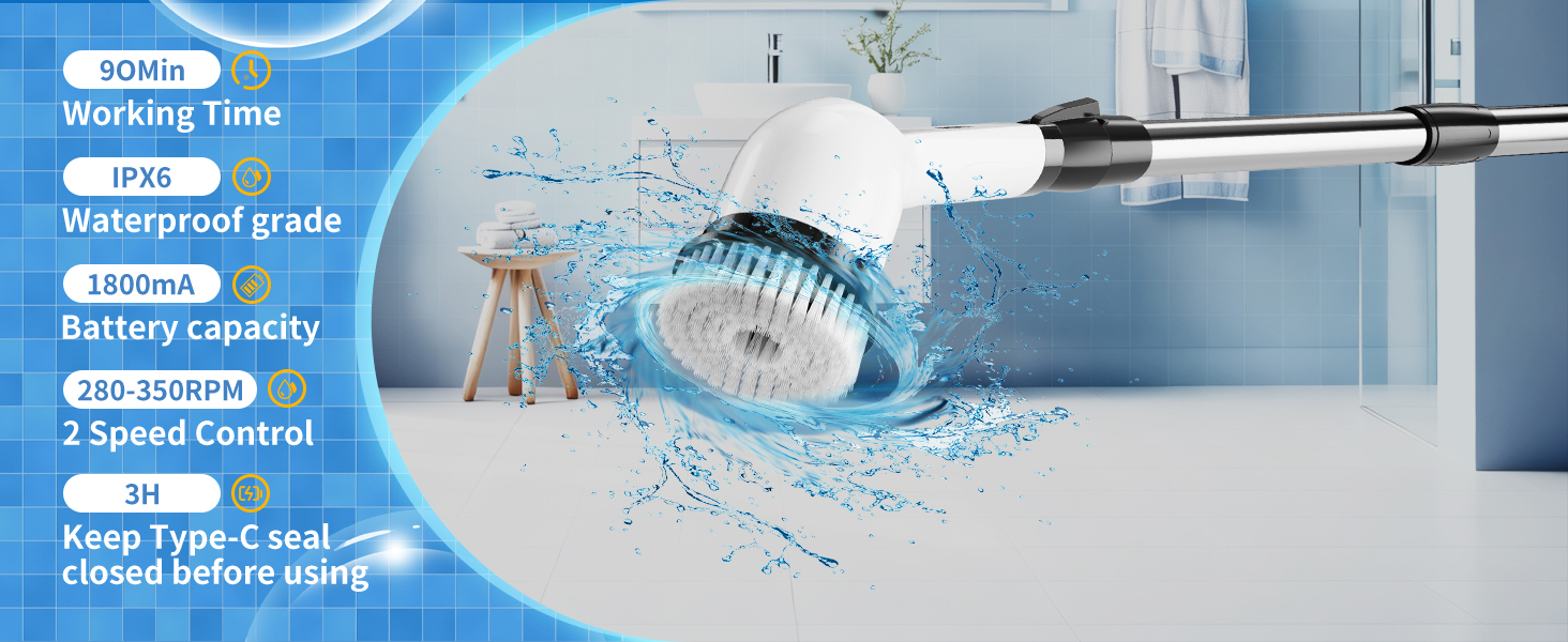 bathroom scrubber shower brush for cleaning shower scrubber with long handle