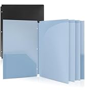 Plastic Pocket Folders,2 Pockets and 3 Dividers, Letter Size – Fits 3-Ring Binders – School Folde...