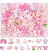 Damyda 70 Pcs Resin Charms Slime pink Charms Cute Embellishments Bulk Mixed Ornament Decorations ...