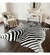 BENRON Premium Zebra Rugs for Living Room Bedroom, Non-Slip Throw Rug for Home Decor, Faux Zebra ...
