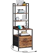 TRIFEBLE Tall Nightstand with Charging Station and Fabric Drawers, 49.6" Tall Bedside Table with ...