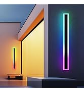 SLARY 2PCS 47in Long Outdoor Modern LED Wall Light, 30W IP66 Waterproof RGB LED Wall Mount Lighti...