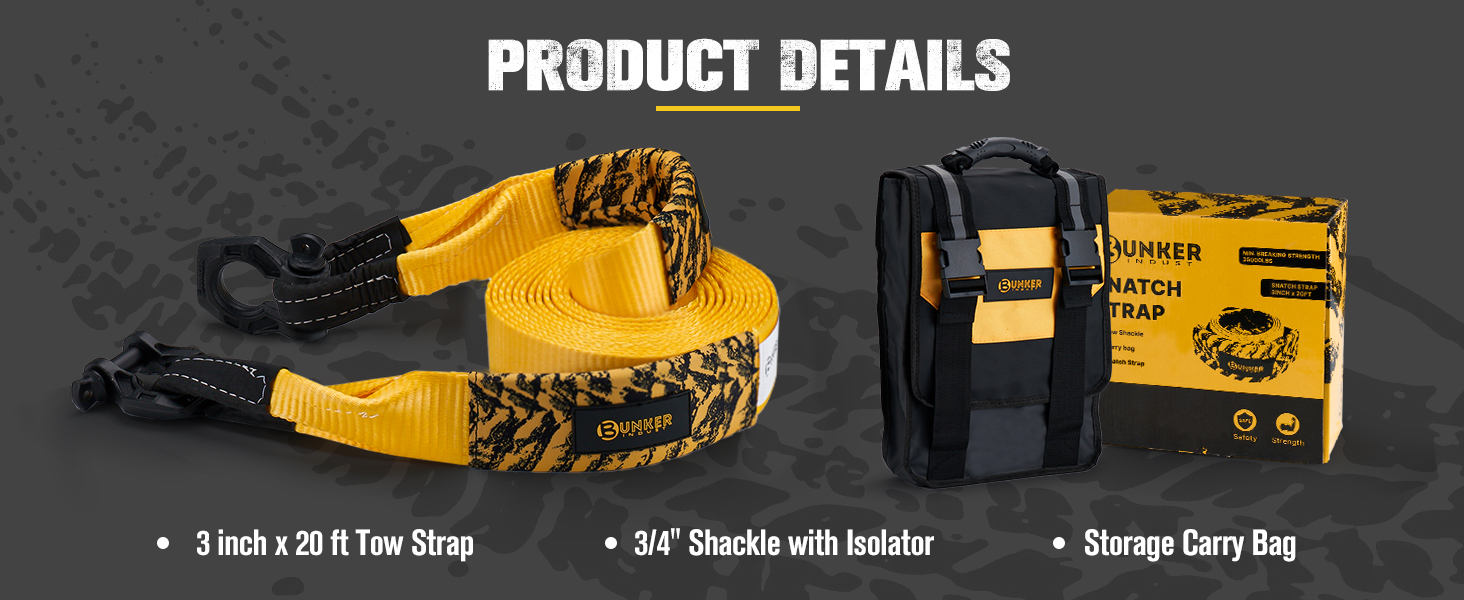 BUNKER INDUST Heavy Duty Tow Strap Recovery Kit