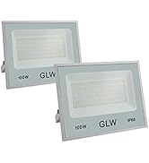 GLW LED Flood Light 100W Outdoor Super Bright Security Lights 3000k 10000LM Warm White with Plug ...