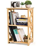 Frcctre 3-Tier Bamboo End Table Side Table Bedside Nightstand, 2 Shelf Small Bookshelf Bookcase, ...