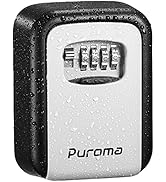 Puroma Security Key Lock Box, 4-Digit Combination Waterproof Portable Key Storage Lockbox Wall Mo...