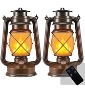 Outdoor Lantern Hanging Vintage Led Waterproof Camping Lamps with Dancing Flame Non-Solar Remote ...