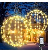 Set of 2 Christmas Hanging Ball Lights - 2 Sizes of Connectable Hanging Tree Globe Fairy Lights w...