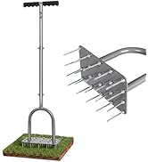 Walensee Manual Lawn Spike Aerator Tool, Heavy Duty Steel Yard Soil Aerator with T-Handle
