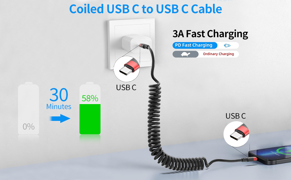 coiled usb c to usb c cable