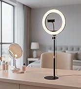 Desk Ring Light with Stand,10''Selfie Phone Light for Video Recording,10 Brightness Levels 3 Ligh...