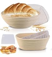 Casuenia Sourdough Bread Baking Supplies, 2 Pack Banneton Bread Proofing Basket with Liners- 10" ...